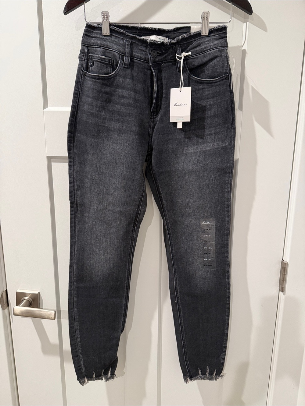 KanCan Washed Black Skinny Jeans with Raw Hem